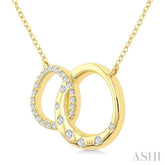 1/6 Ctw Round Cut Diamond Interlocked Circles Mosaic Fashion Pendant With Chain in 10K Yellow Gold